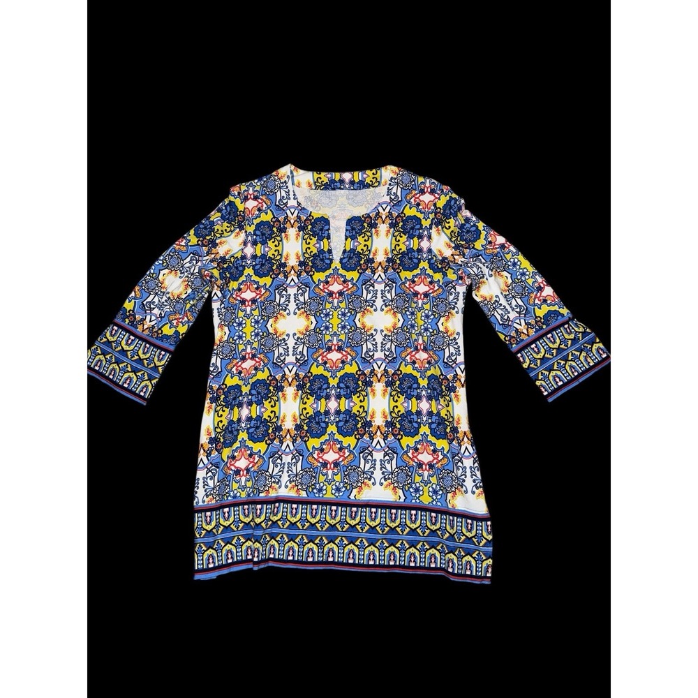 Coolibar Tunic Womens L Blue Yellow Paisley Floral UPF 50+ UV Protection